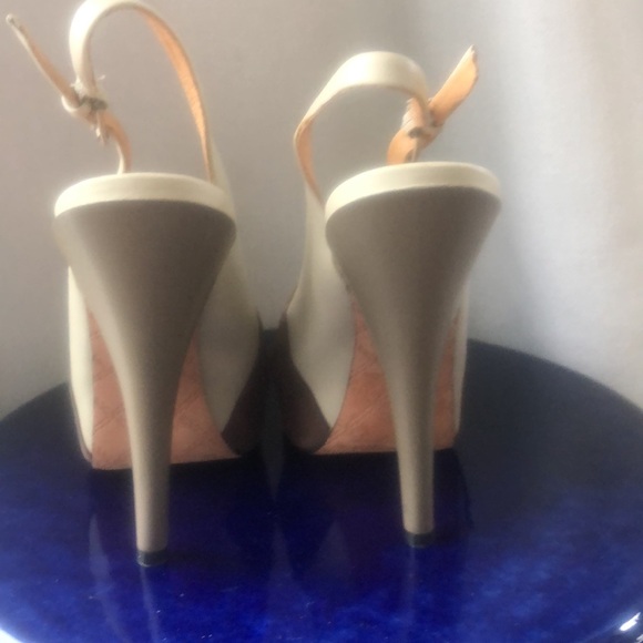 Lamb Gwen Stephanie rock steady sling back peep toe platform neutral nude cream - Picture 8 of 14